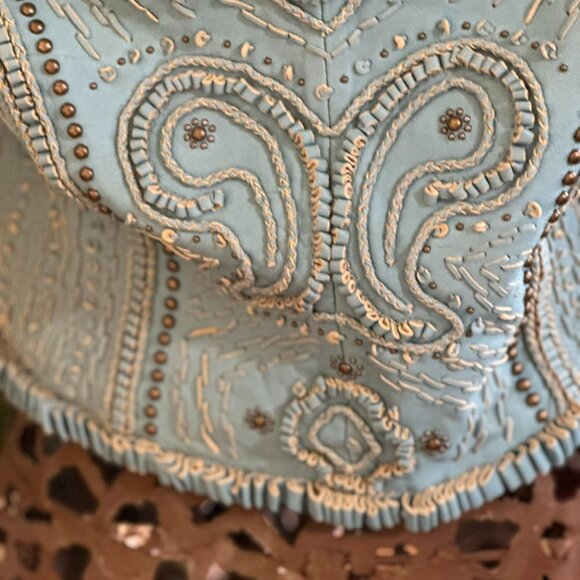 Double D Ranch Turquoise Leather Jacket - Picture 7 of 8